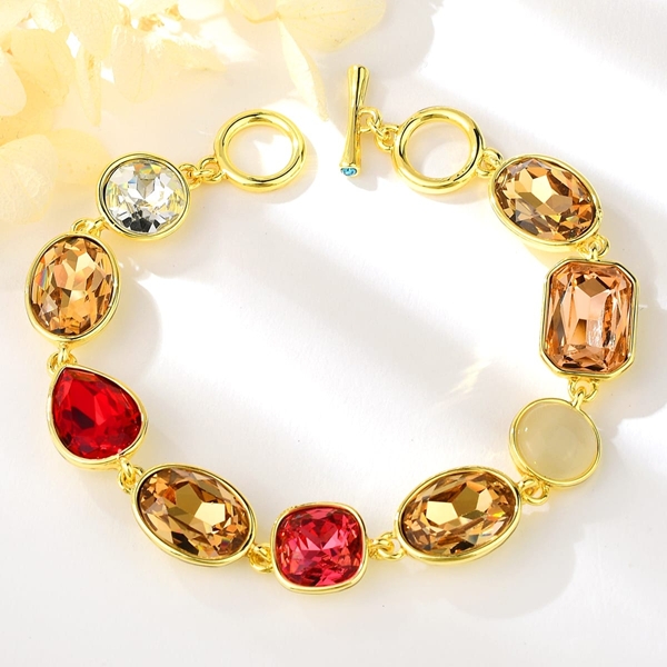 Picture of Trendy Gold Plated Artificial Crystal Fashion Bracelet with No-Risk Refund