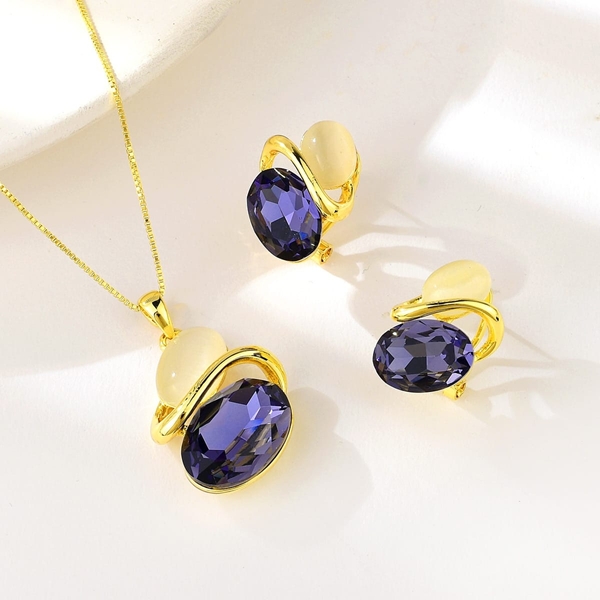 Picture of Featured Purple Zinc Alloy 2 Piece Jewelry Set with Full Guarantee