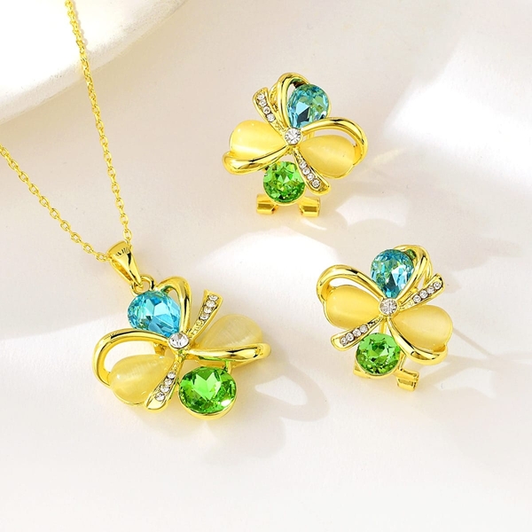 Picture of Fashion Artificial Crystal Green 2 Piece Jewelry Set