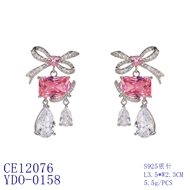 Picture of Nice Cubic Zirconia Pink Dangle Earrings