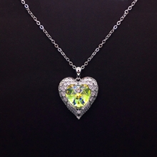 Show details for Brand New Green Love & Heart Pendant Necklace