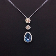 Show details for New Cubic Zirconia Platinum Plated Pendant Necklace