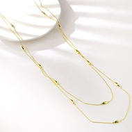 Show details for Pretty Geometric Zinc Alloy Long Chain Necklace