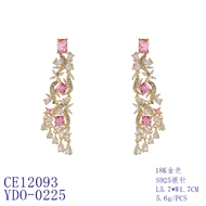 Picture of Popular Cubic Zirconia Pink Dangle Earrings