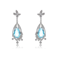 Picture of Party Platinum Plated Dangle Earrings with No-Risk Return