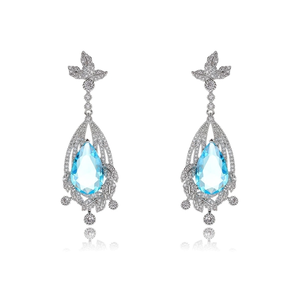 Picture of Party Platinum Plated Dangle Earrings with No-Risk Return
