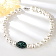 Show details for Beautiful shell pearl Platinum Plated Pendant Necklace