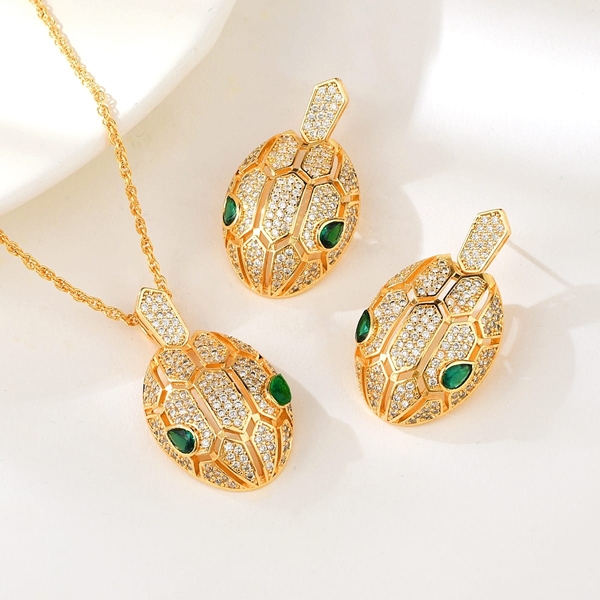 Picture of Top Cubic Zirconia Green 2 Piece Jewelry Set