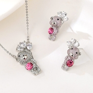 Show details for Pretty Swarovski Element Pink 2 Piece Jewelry Set