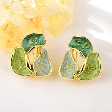 Show details for Good Quality Enamel Green Dangle Earrings