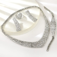 Show details for Copper or Brass Cubic Zirconia 4 Piece Jewelry Set from Certified Factory