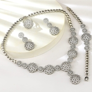 Show details for Wholesale Platinum Plated White 4 Piece Jewelry Set with No-Risk Return