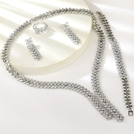 Show details for Top Geometric Cubic Zirconia 4 Piece Jewelry Set