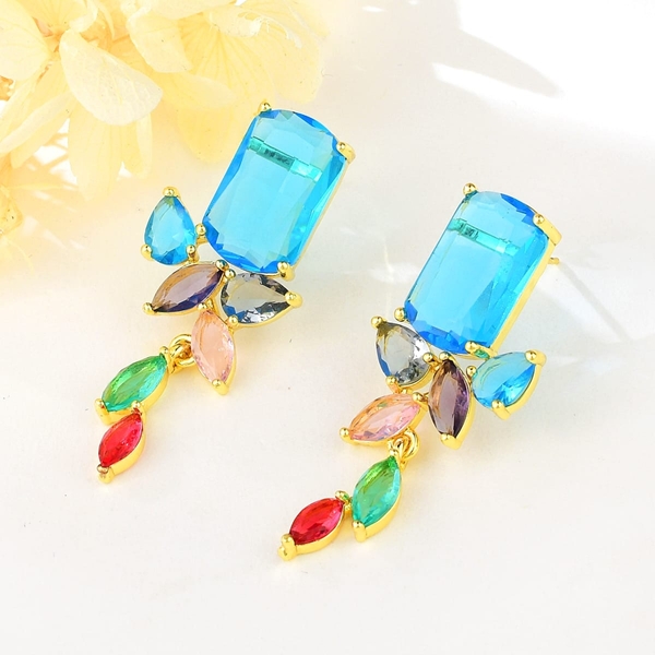 Picture of Funky Flowers & Plants Blue Dangle Earrings