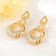 Show details for Pretty Cubic Zirconia Gold Plated Dangle Earrings