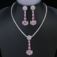 Picture of Charming Pink Flowers & Plants 2 Piece Jewelry Set As a Gift