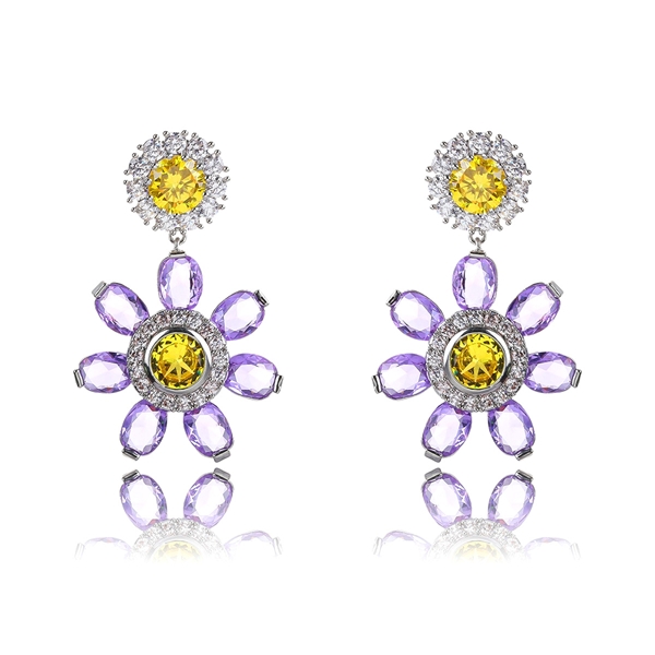 Picture of Need-Now Purple Cubic Zirconia Dangle Earrings from Editor Picks