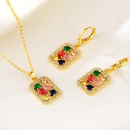 Show details for Distinctive Colorful Geometric 2 Piece Jewelry Set of Original Design
