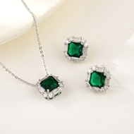 Show details for Shop Platinum Plated Green 2 Piece Jewelry Set with Wow Elements