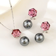 Show details for Good Quality Swarovski Element Platinum Plated 2 Piece Jewelry Set