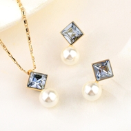 Show details for Delicate Swarovski Element Copper or Brass 2 Piece Jewelry Set