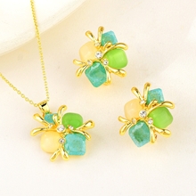 Show details for Funky Flowers & Plants Gold Plated 2 Piece Jewelry Set