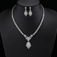 Picture of Designer Platinum Plated Copper or Brass 2 Piece Jewelry Set with Easy Return
