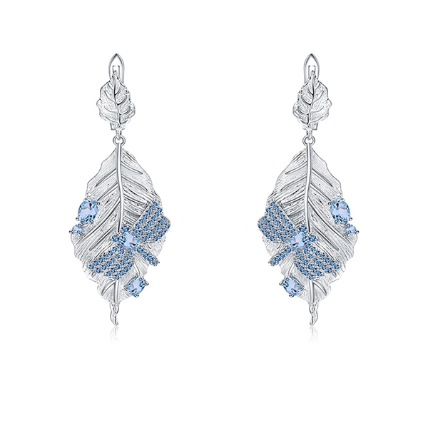 Picture of Italian craftsmanship design gentle and simple temperament style 925 silver topaz personalized earrings